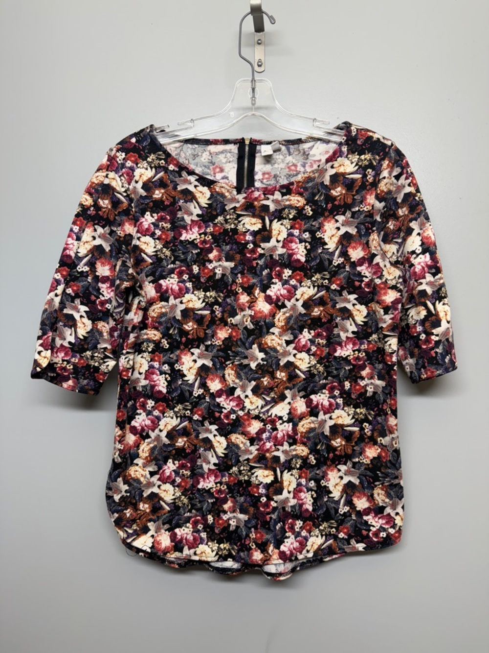 Jules & Leopold Floral Print Women's Blouse in Purple, Pink, Cream